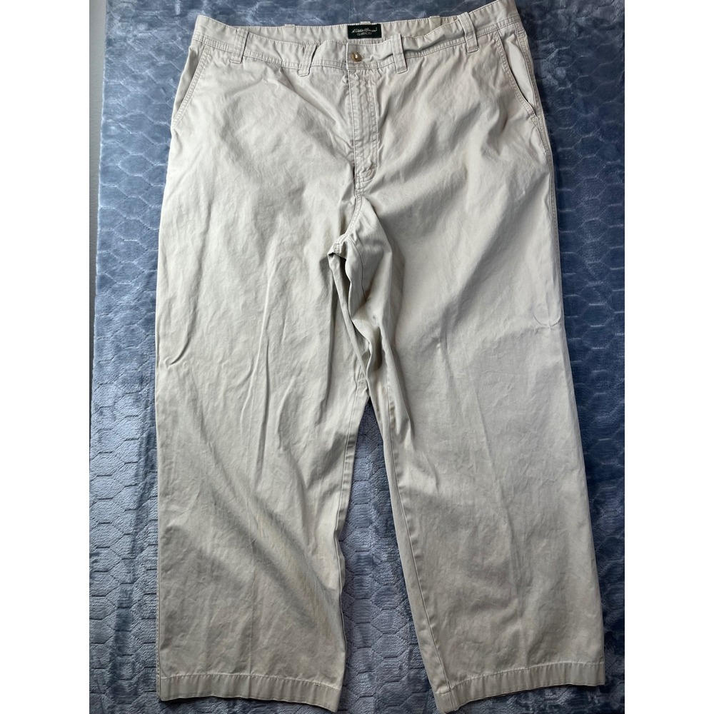 Eddie Bauer Chino Pants Mens 44 Tall Khaki Classic Fit 100% Cotton Fal 07 - Picture 3 of 9